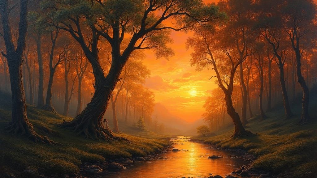 Golden Renaissance Forest Scene