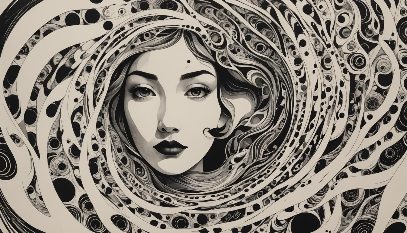 Minimalist Ink Face in Swirling Pattern