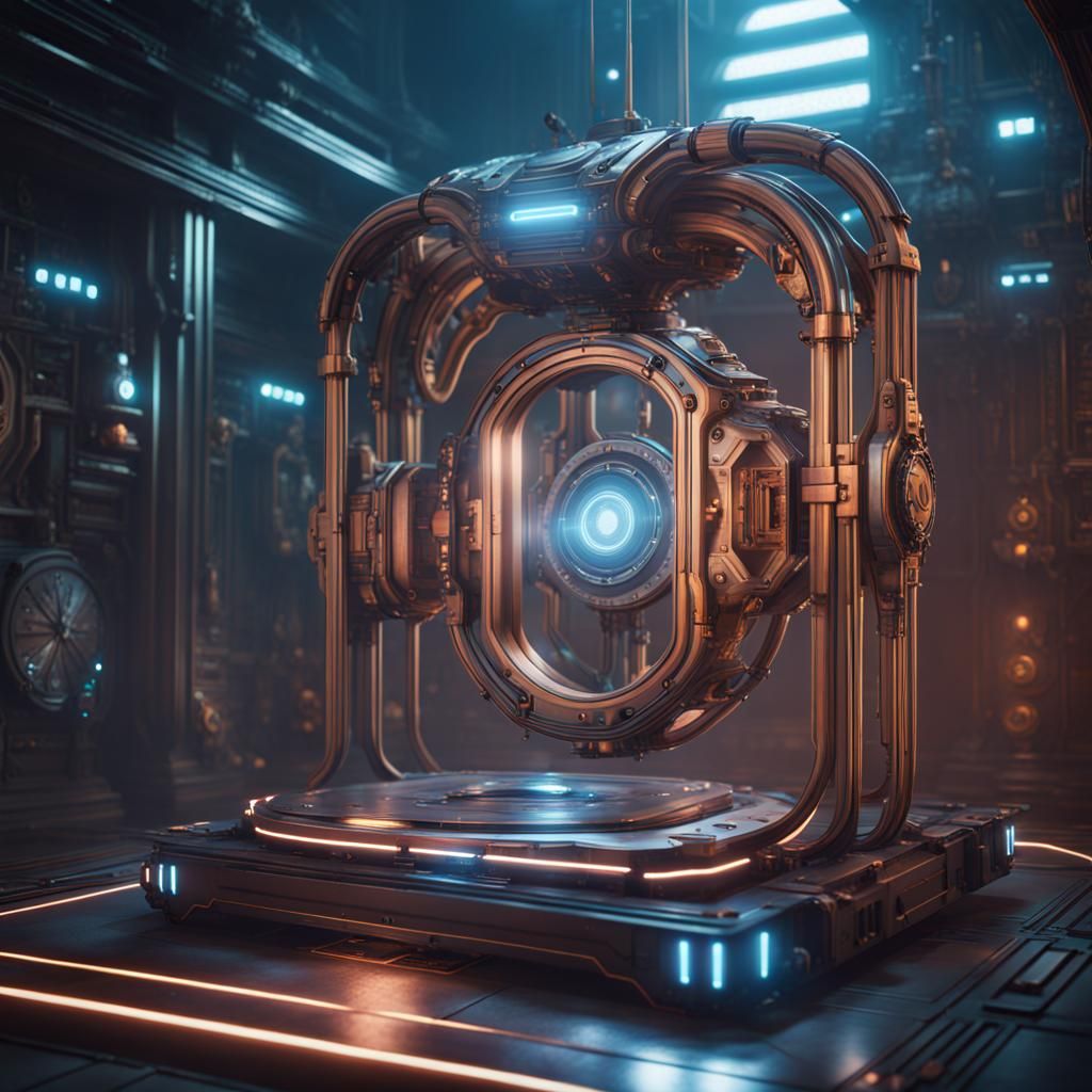 Cybernetic Teleportation Device in Detailed Matte Painting