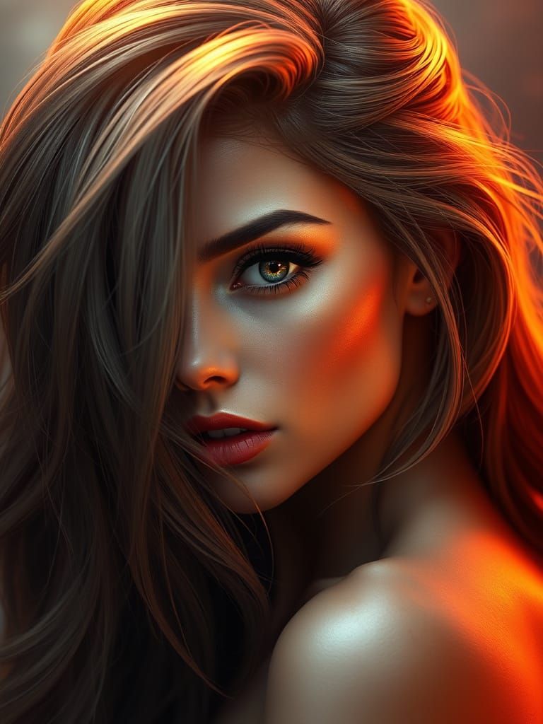 Stunning Woman with Expressive Eyes, Hyper-Realistic