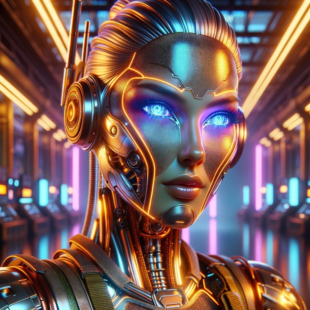 Cybernetic Amazonian Vigilante in Cyberpunk Steampunk Style