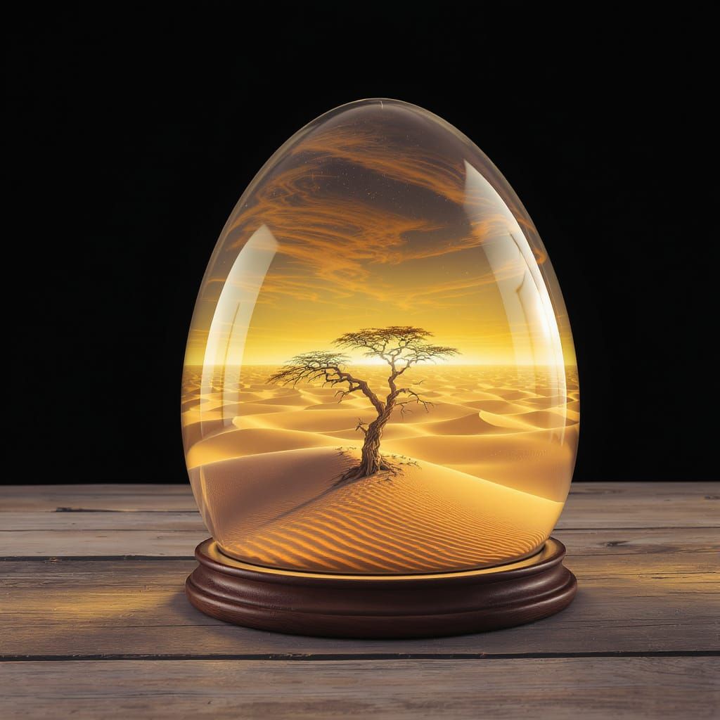 Egg Dome Encapsulates Shimmering Desert Mirage