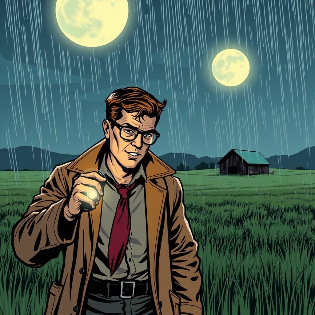 Detective and Scientist in 1950s Comic Style