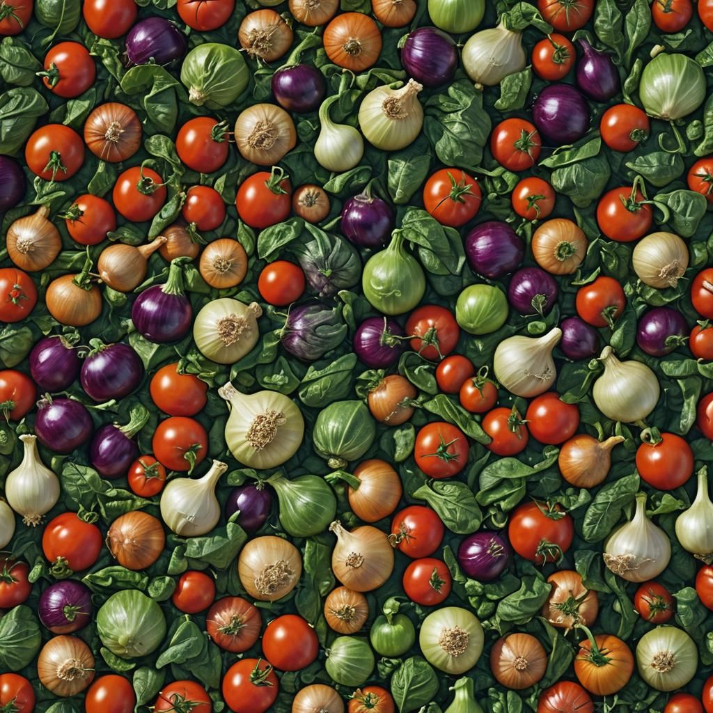 Giant Vegetables Portrait in Hyperrealistic Style