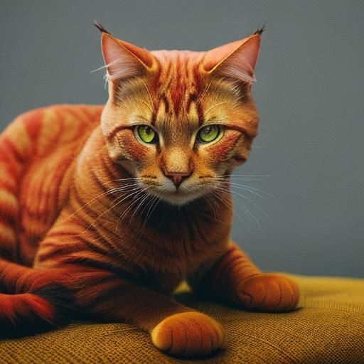 Red Cat Eyes on Yellow Background