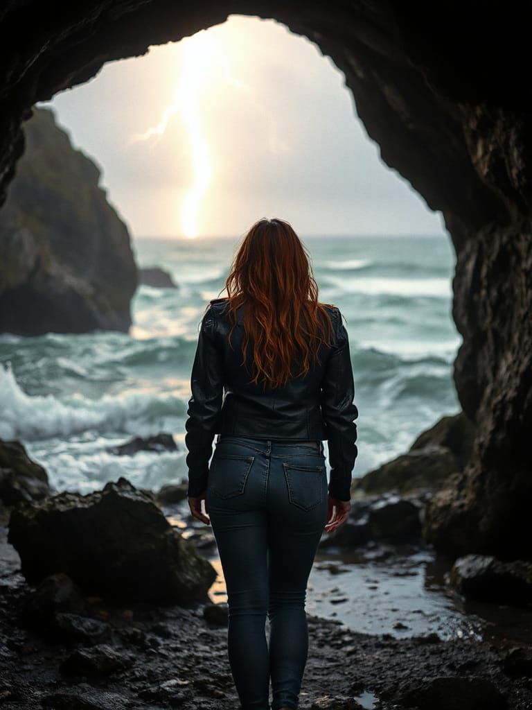 Stormy Sea Cave: Vintage Film Photography