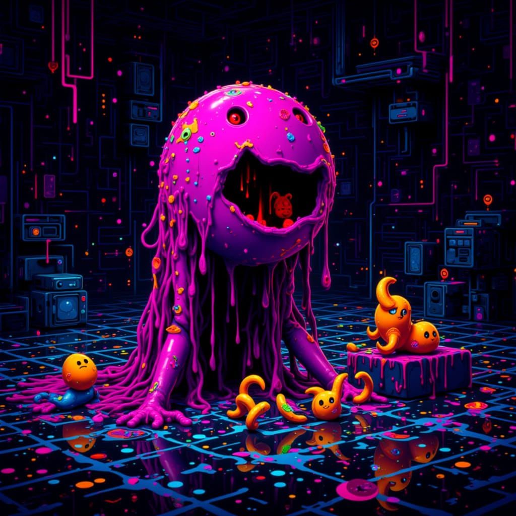 8-Bit Q-bert Atari Video Game in Pixelated Style