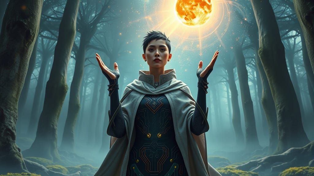 Cosmic Transhumanist in Celestial Harmony