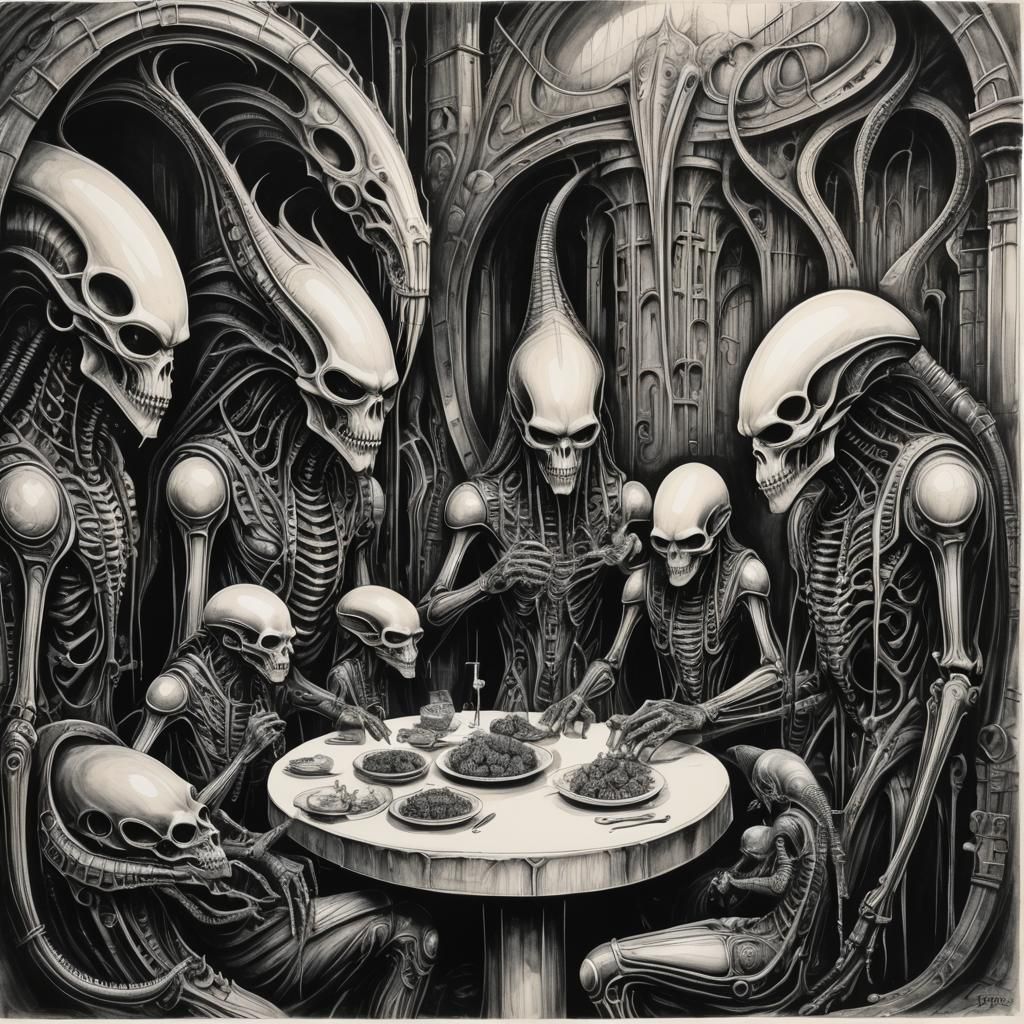 Dinner time via H.R. Giger