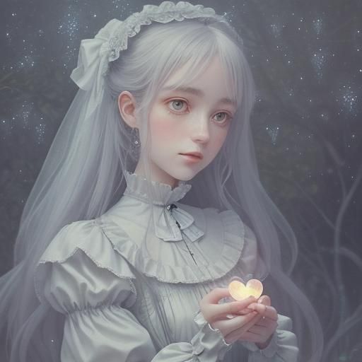 Gothic Lolita Girl with Hollow Heart: Fantasy Art