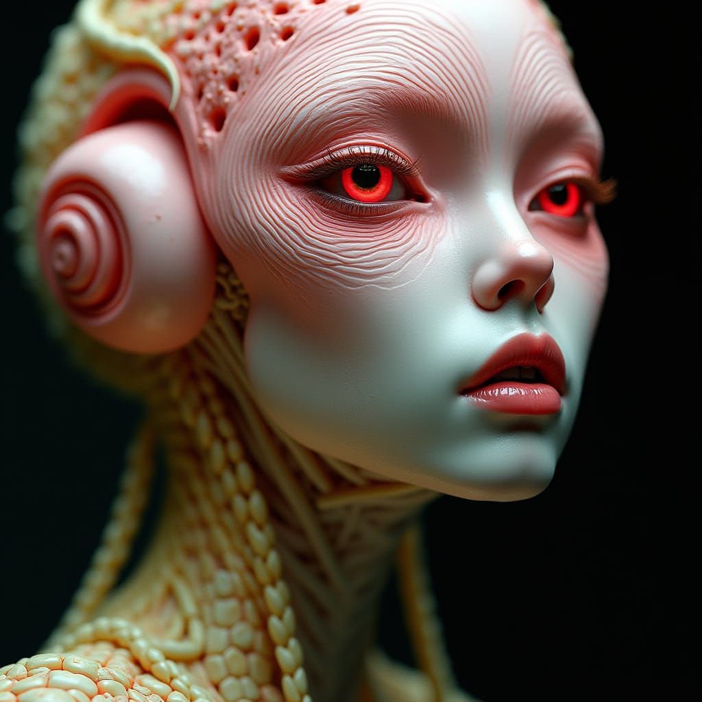 Cyberpunk Android Goddess with Vibrant Features