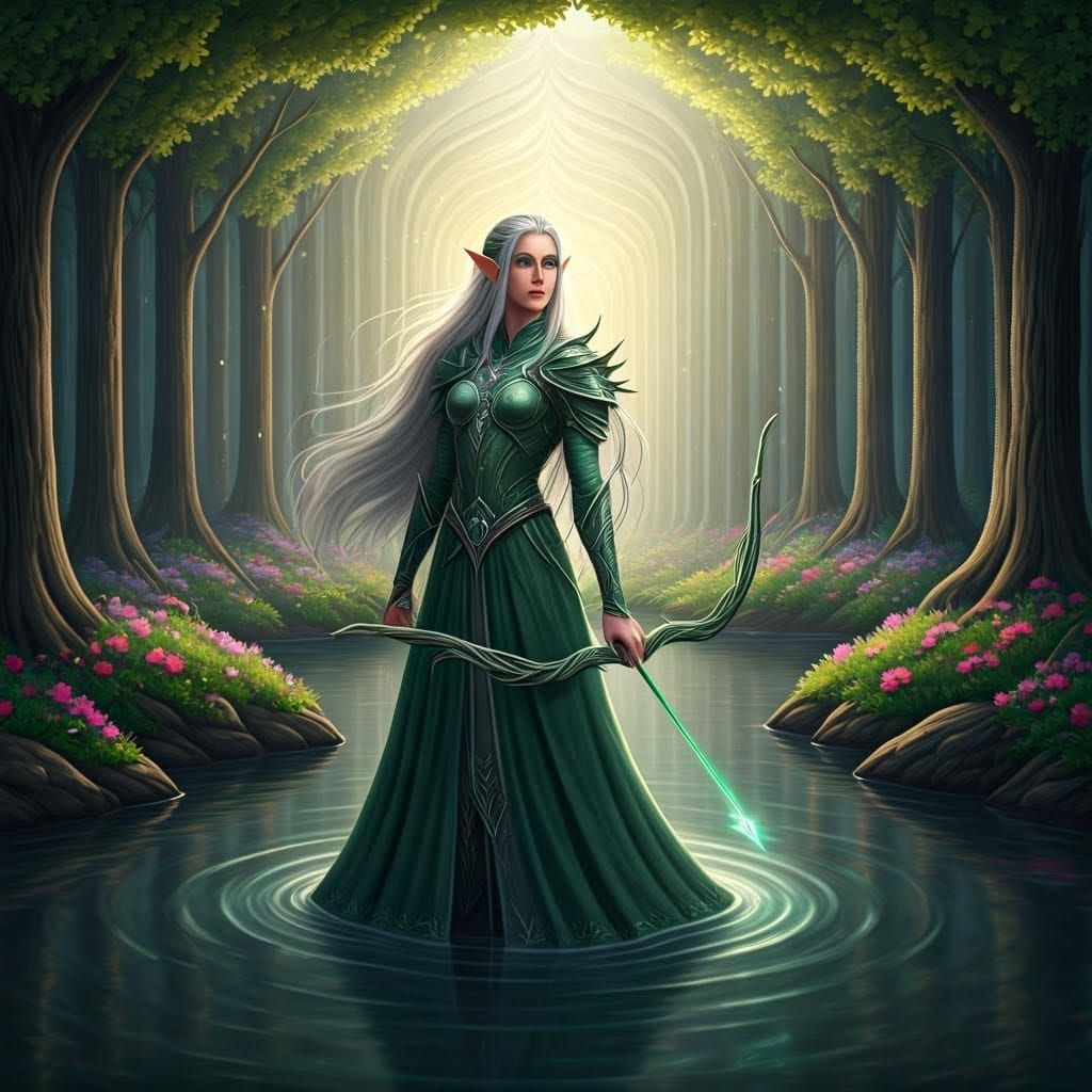Eira Shadowleaf: Elf Archer in the Morning Mist
