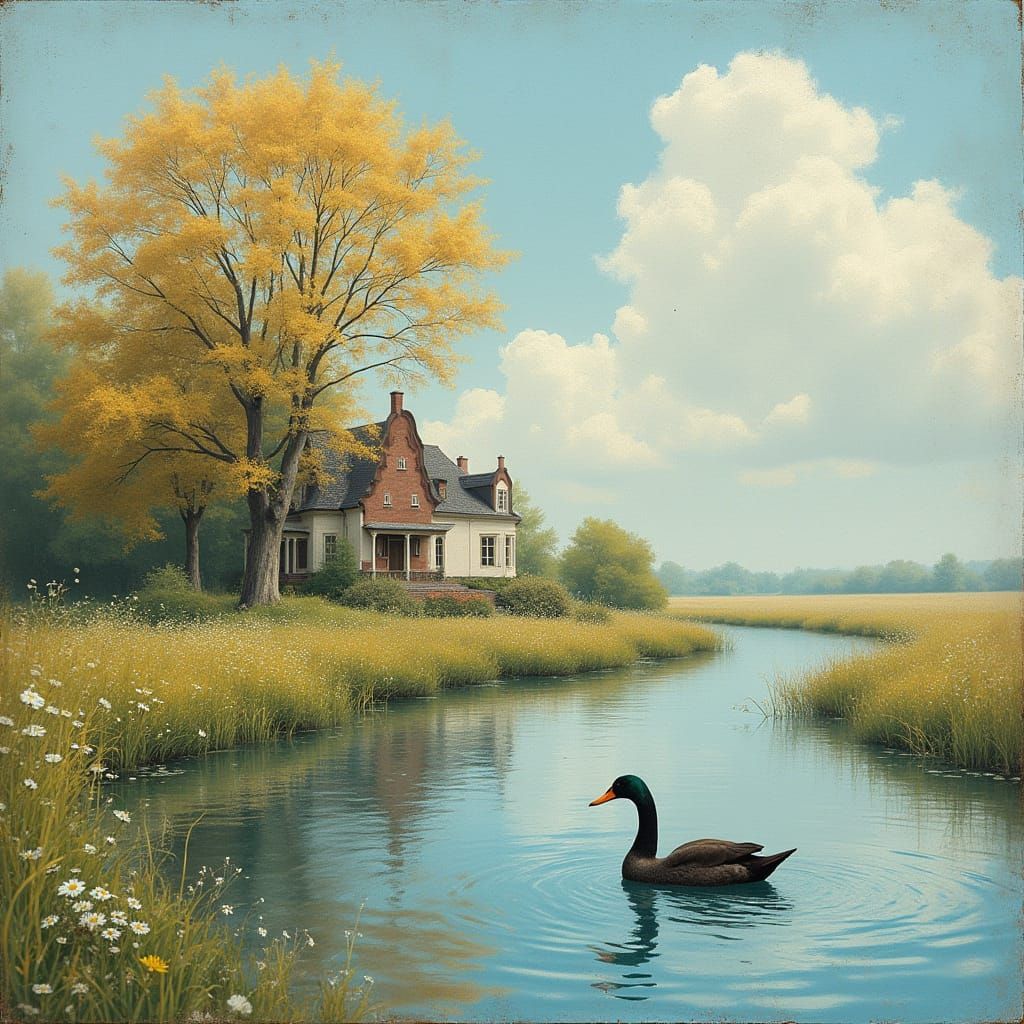 Iridescent Fountain Pen Writing on Vintage Paper in a Dreamy...