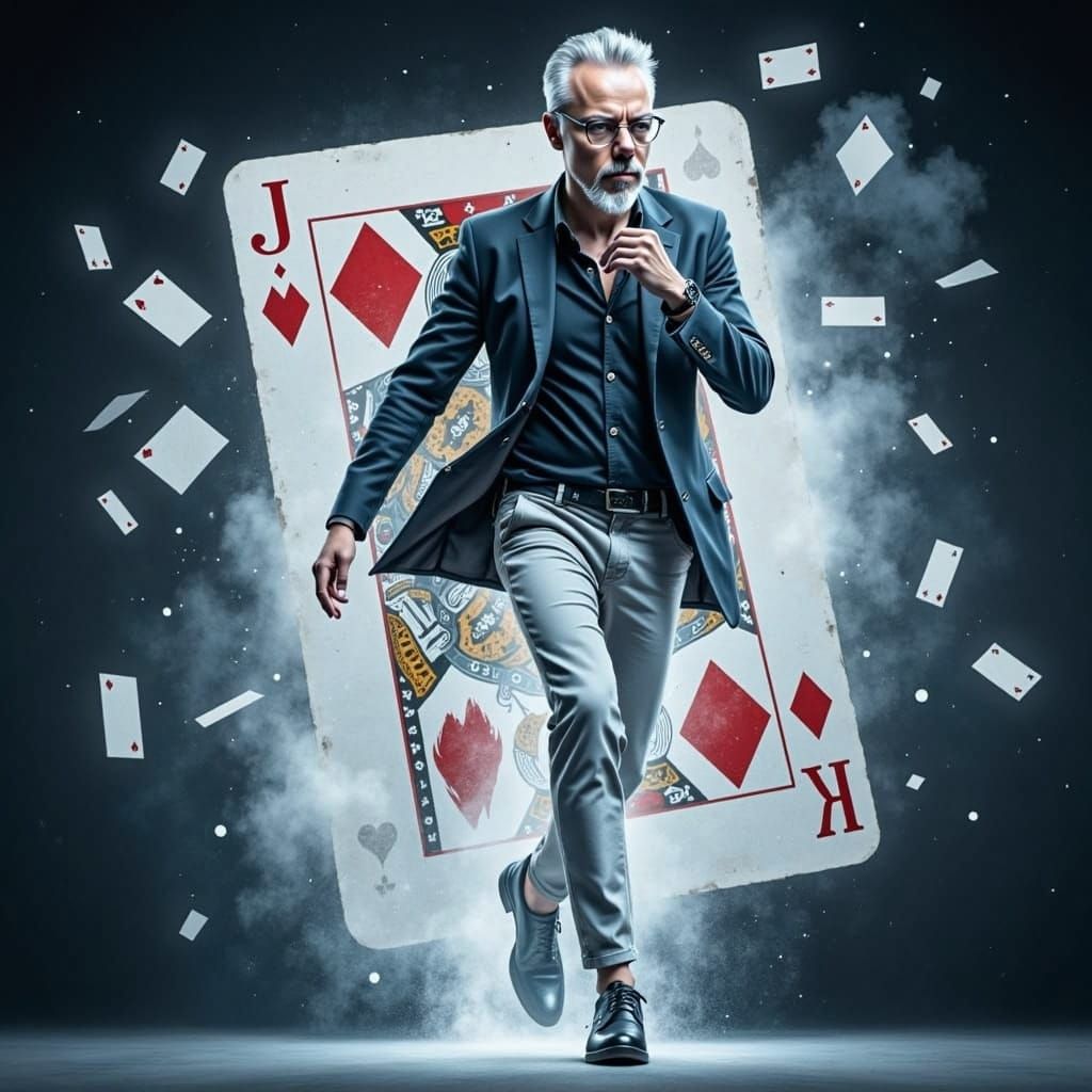 Businessman Stepping Out of Playing Card