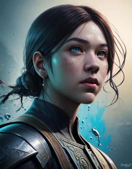 Hyperrealistic Woman in Splash Art Style