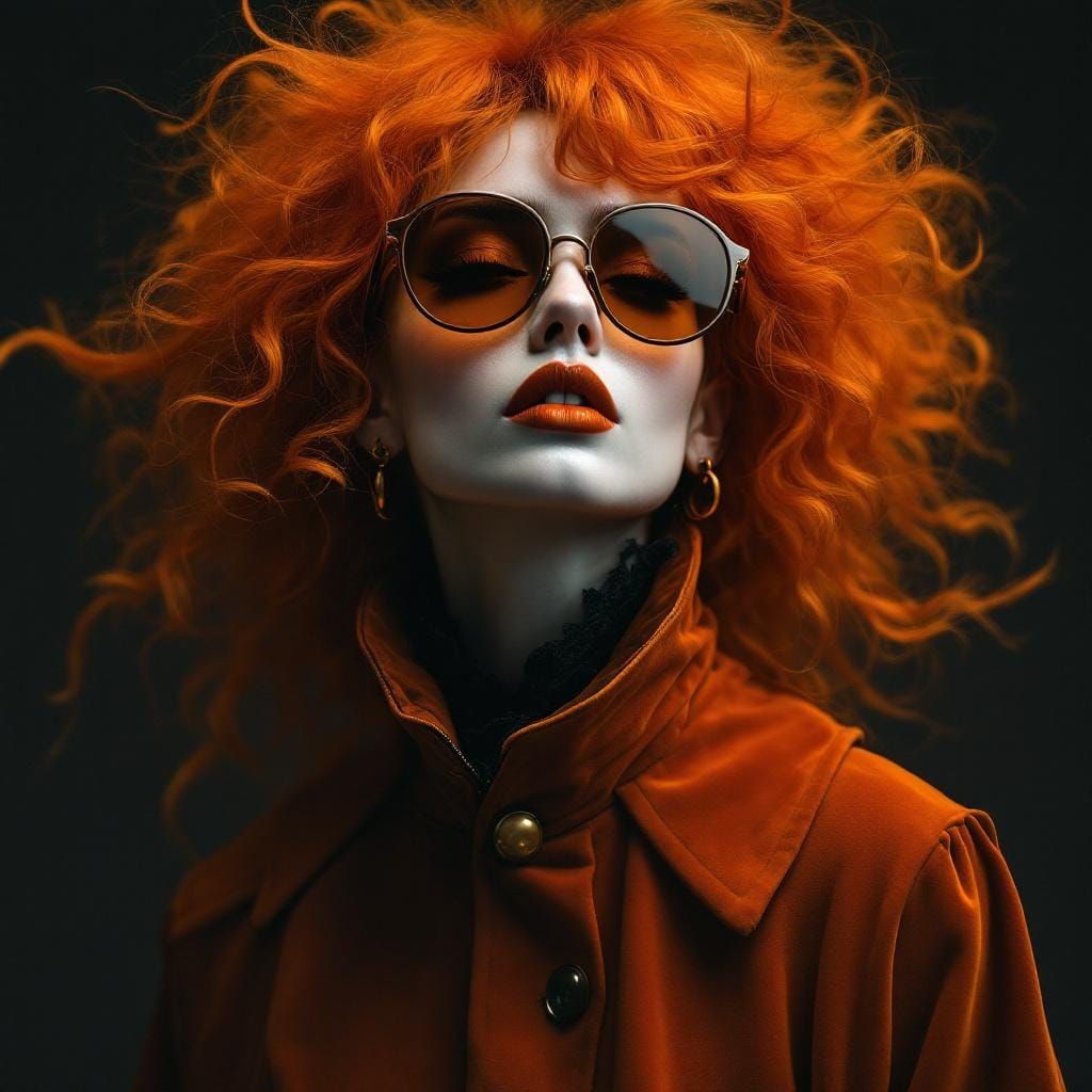 Woman with Orange Curls in Regal Aesthetic