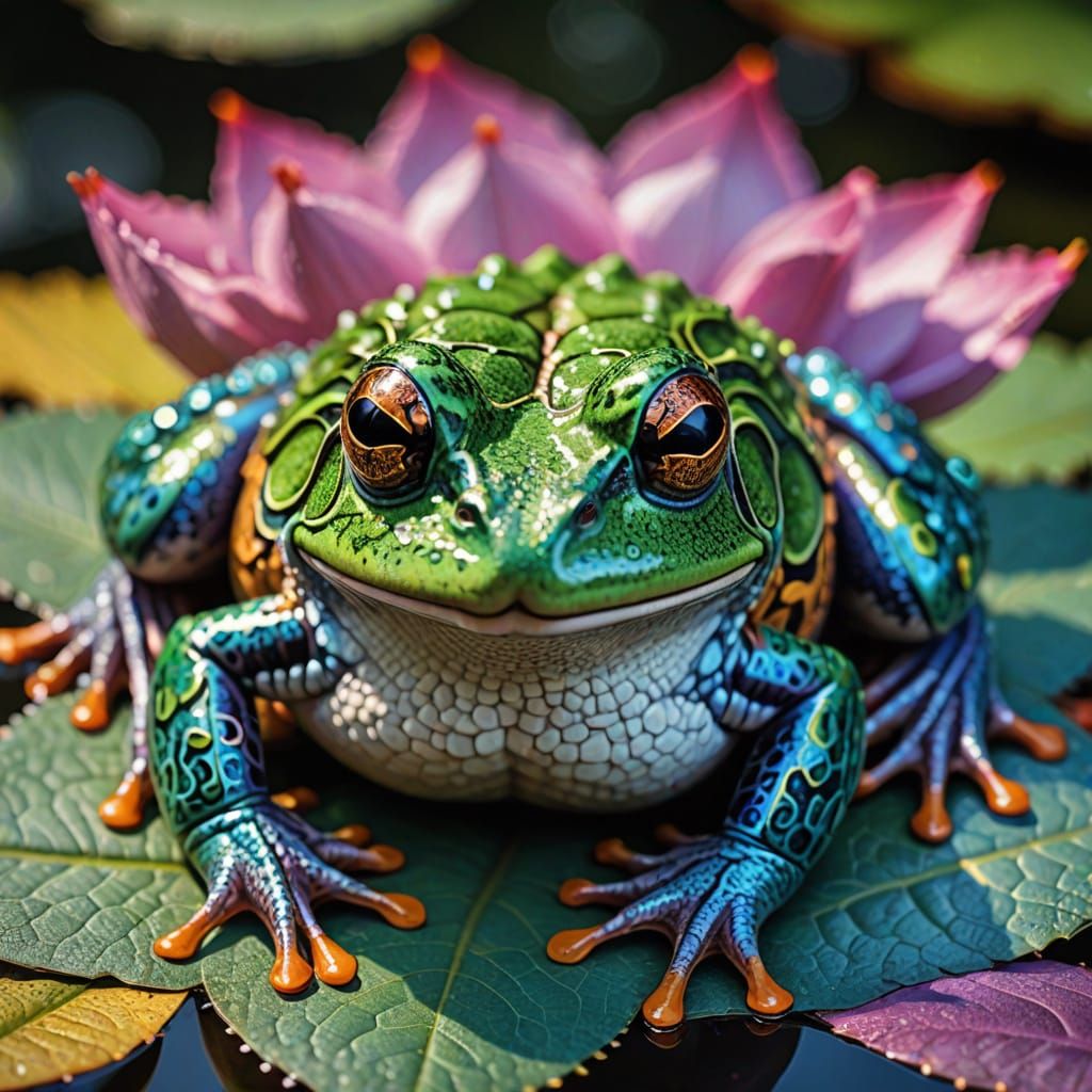 Magical Smiling Frog with Kaleidoscope Wings