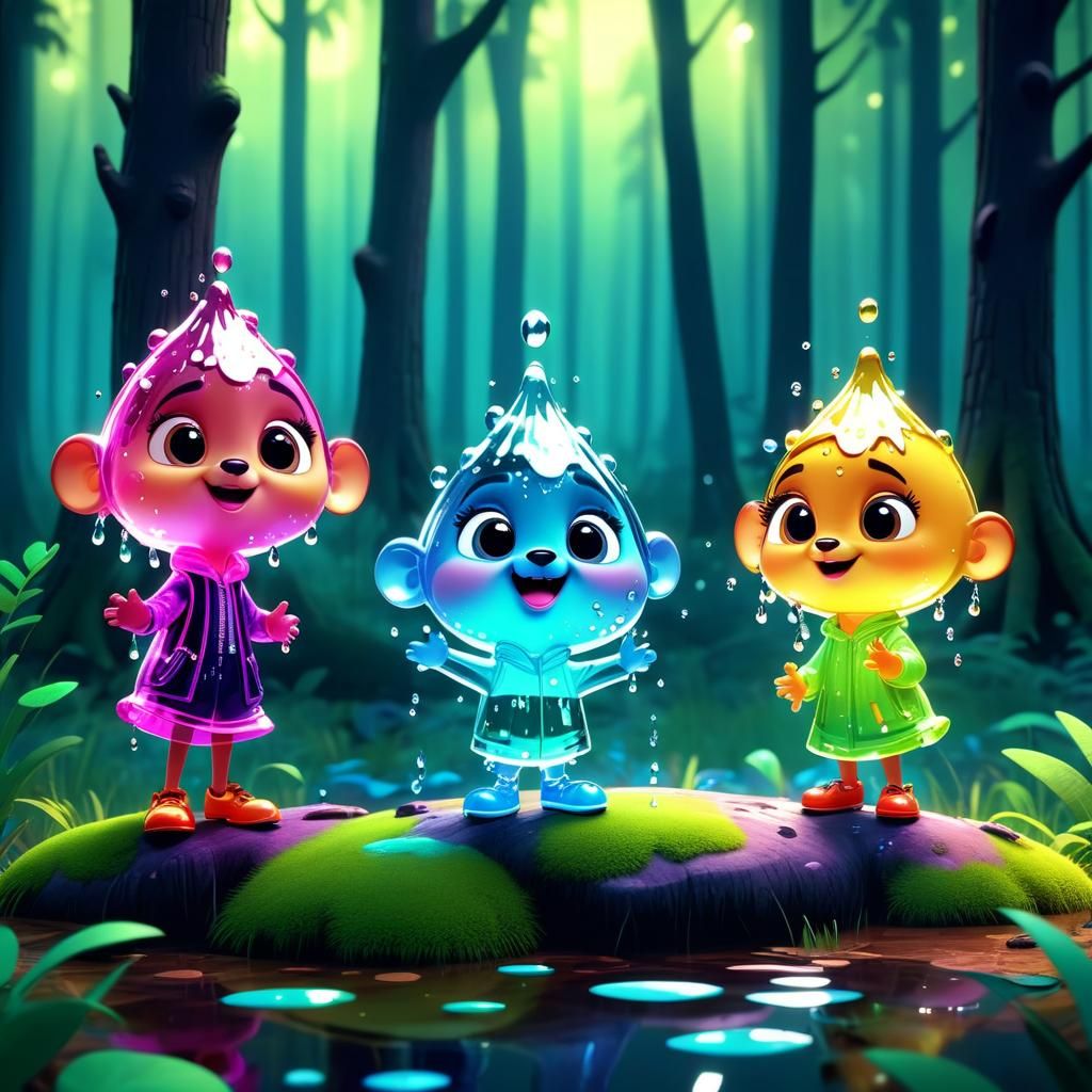 Water Droplet Popstars: Disney Pixar 3D Animation