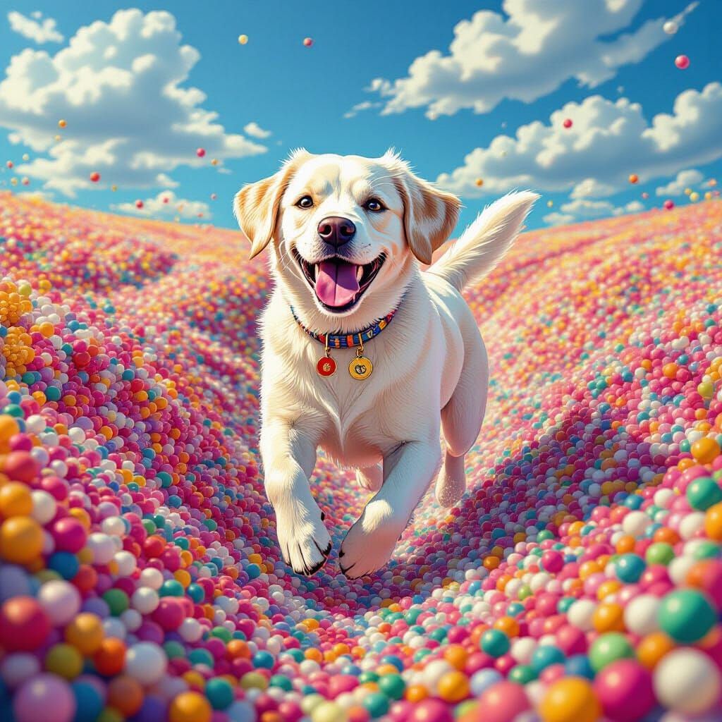 Labrador in Beaded Field: Digital Art