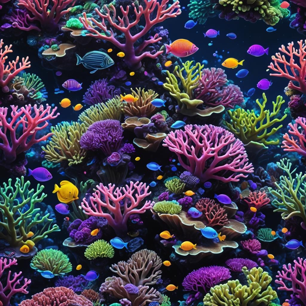 Bioluminescent Coral Reef in a Fantasy Underwater World