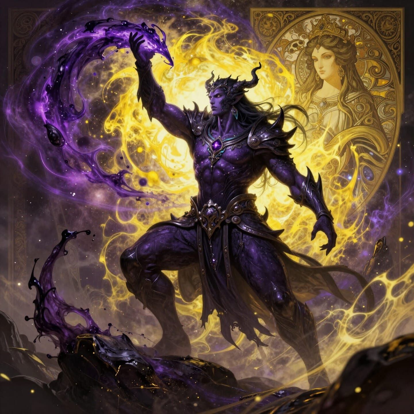 Dark Elemental Guardian Battling Galaxy Goddess in Quantum R...