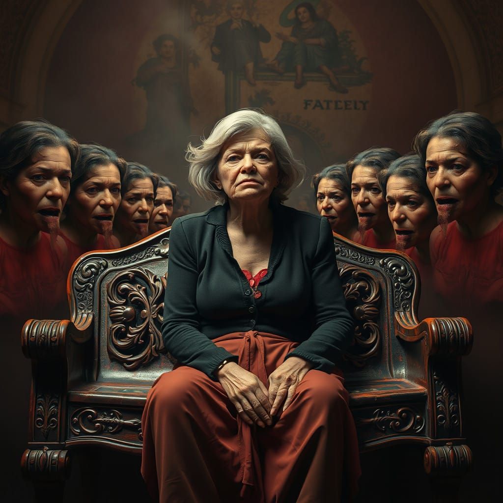 Surreal Hyper-Realistic Portrait of a Woman in Disquieting H...