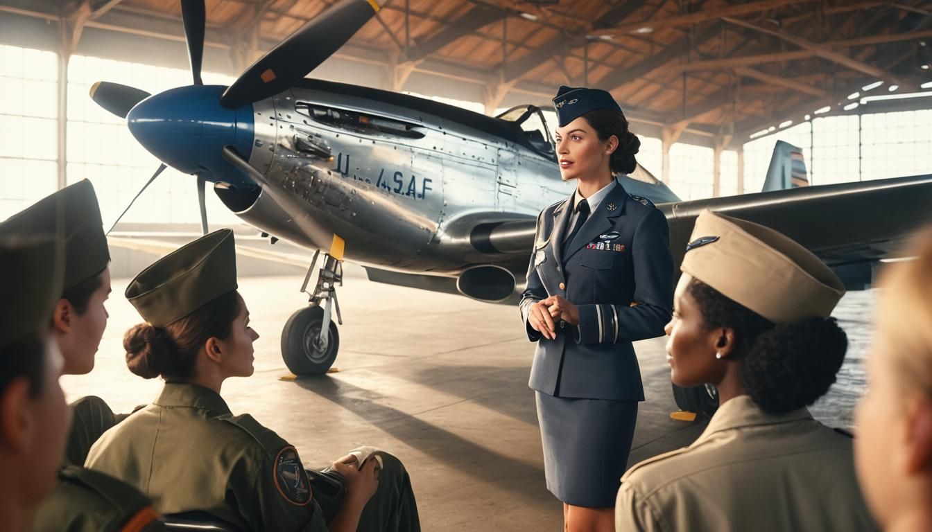 Young Flight Instructor in Cinematic Film Still