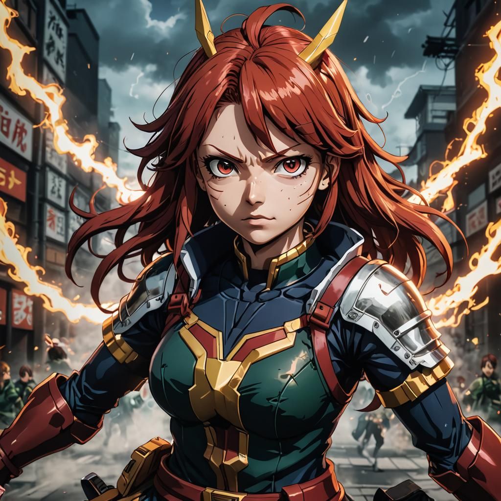 Anime Superhero Teacher with Lightning Power