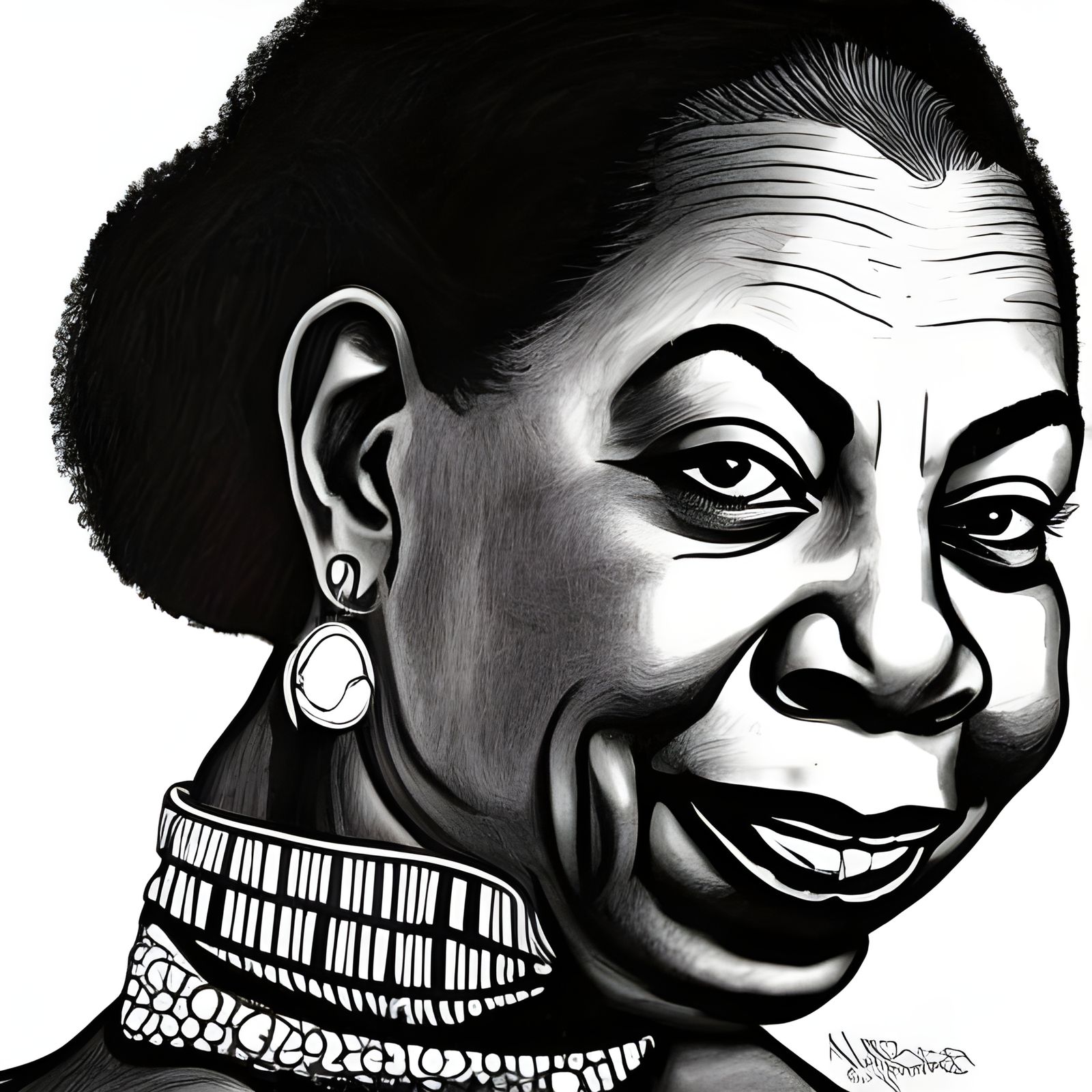 Nina Simone Portrait in Robert Crumb Style