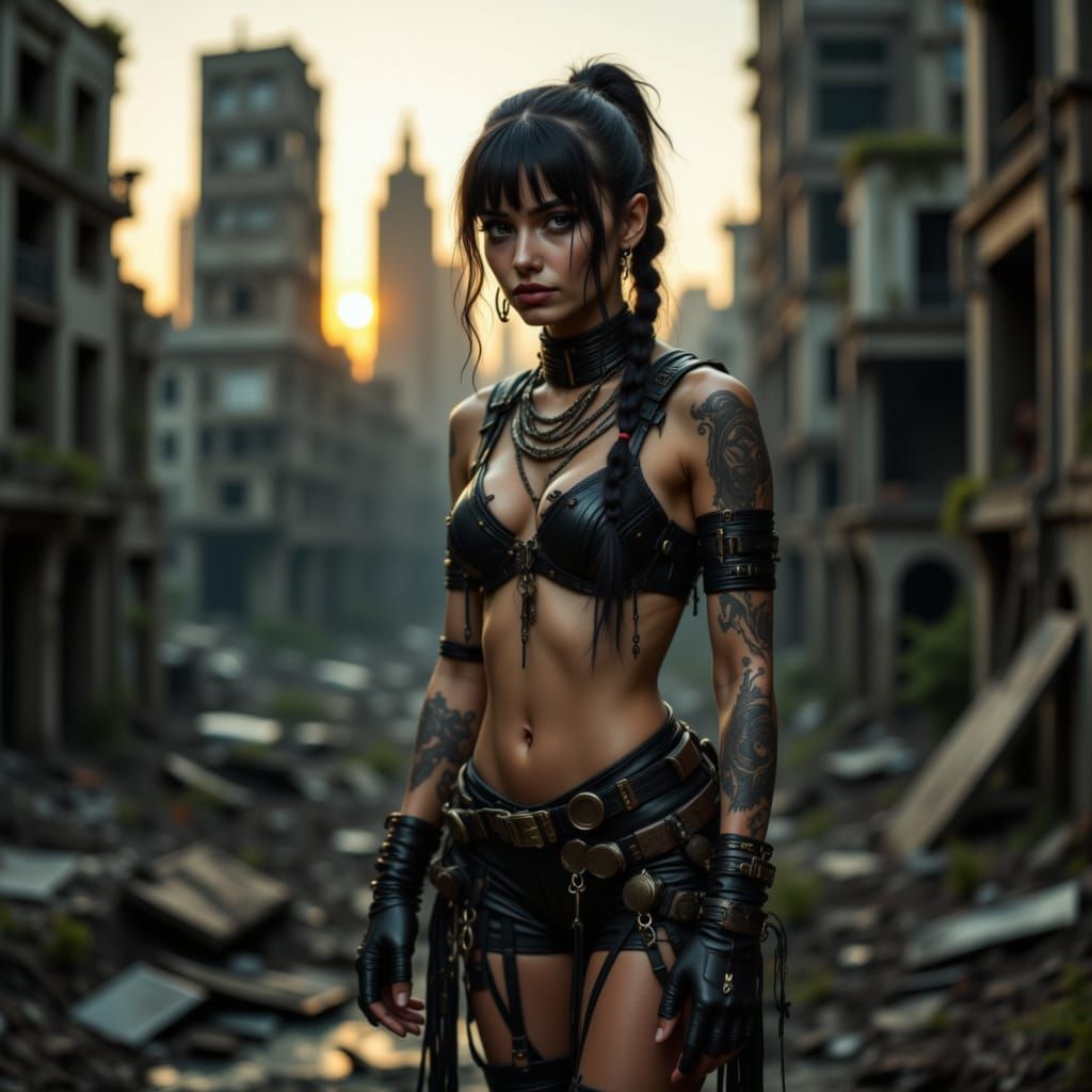 Stunning Post-Apocalyptic Warrior Emerges from Ruins