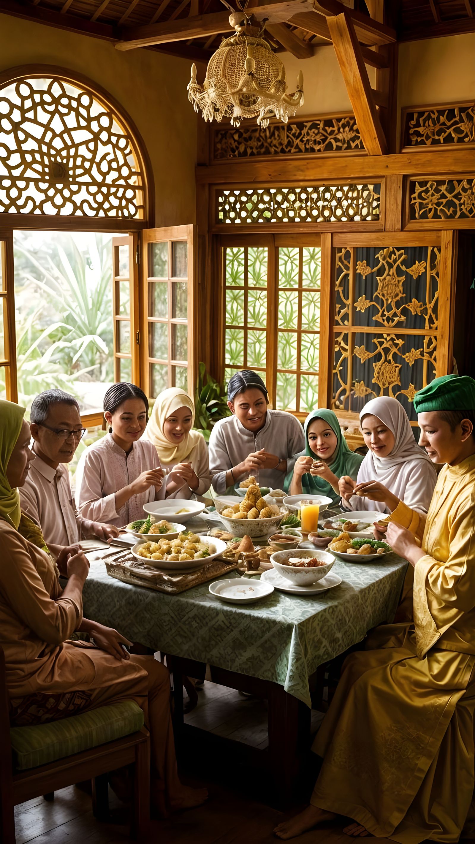 Traditional Malay Eid Morning in a Kampung House