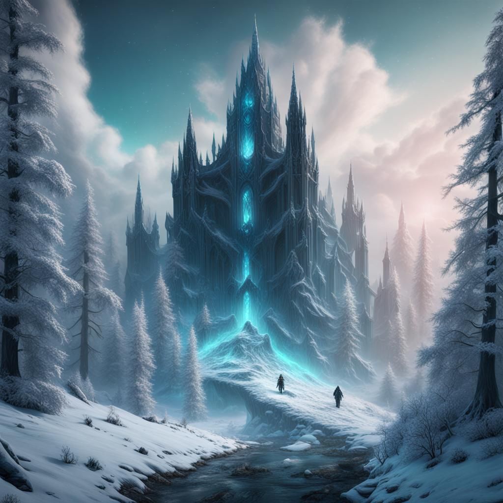 Snowy Spectral Spirit: Detailed Fantasy Concept Art