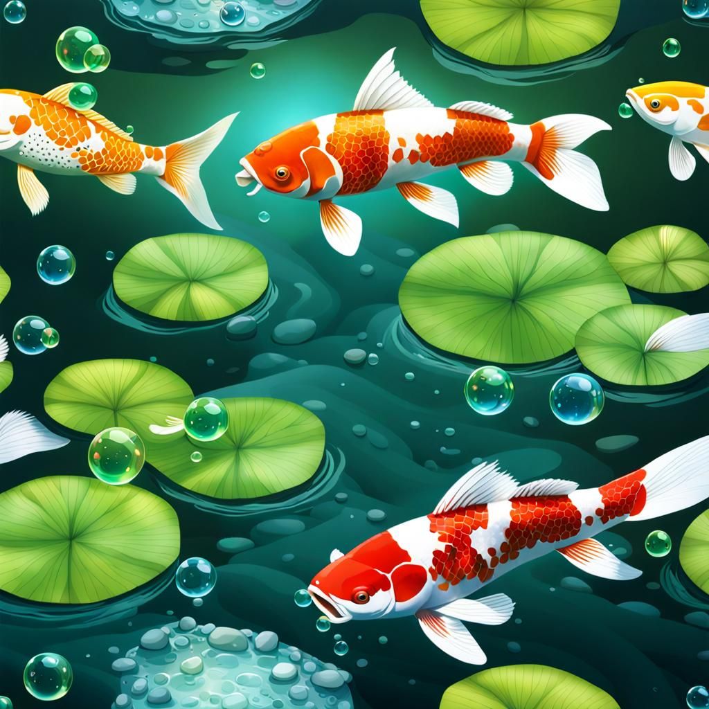 DALL E 3,  Create a hyperrealistic 3D image captures intricate details at the tranquil lake bed: rocks, aquatic plants, ...