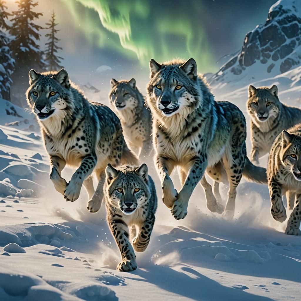 Hybrid Pack Runs Through Antarctic Aurora: Concept Art