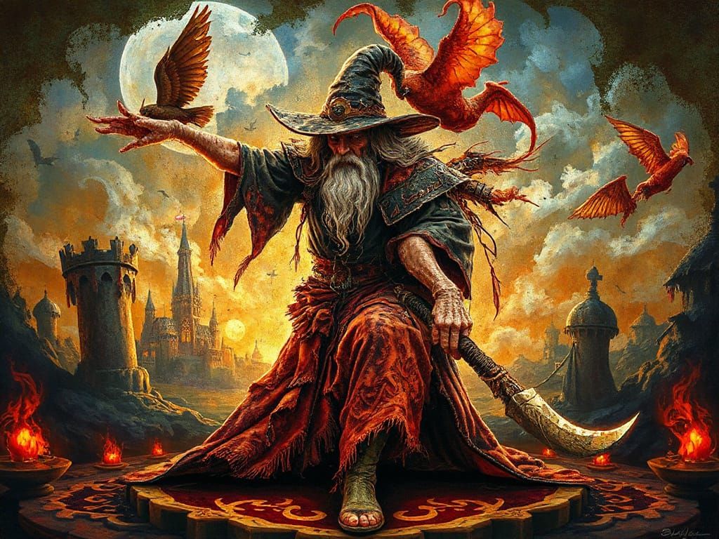 Celtic Witch Casting Spells in Medieval Scotland