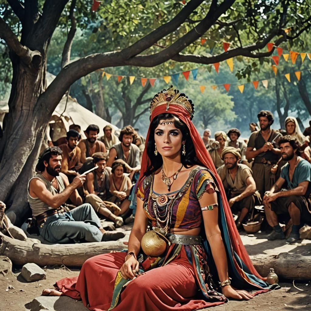 Gypsy Leader in Bustling Encampment