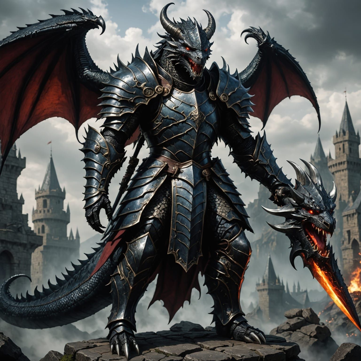 Vaeronth the Ashbound: Hyper-Realistic Dragon Knight