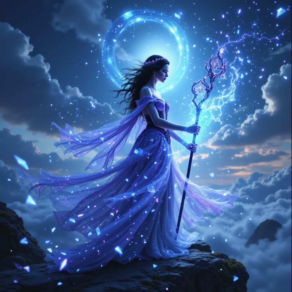 Regal Princess on Floating Island with Arcane Sky