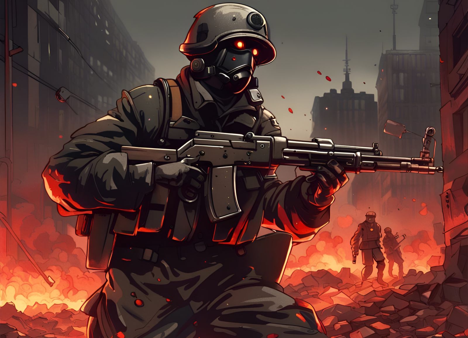 USSR Invasion: Dieselpunk War Scene with Robots