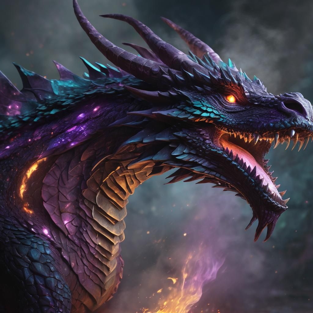 Fierce Dragon Breathing Fire in Digital Art Style