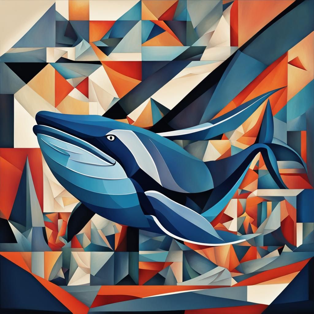Jonah and the Whale in Cubist Art Deco Style