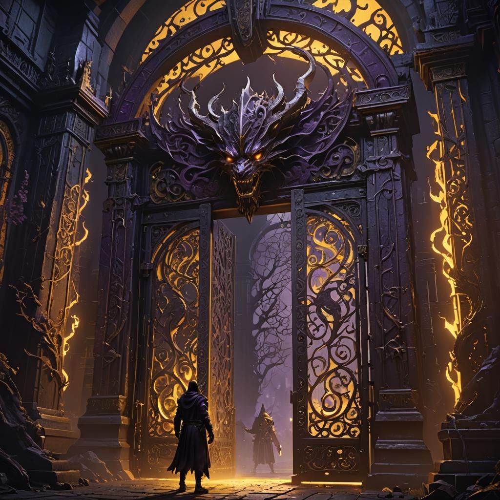 Ominous Gates to the Underworld in Dark Fantasy Style