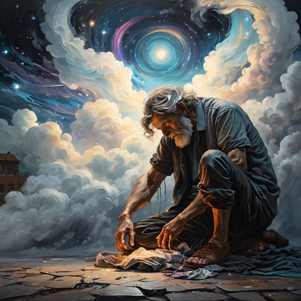 Holographic Deity Reaches Out: Impasto Painting