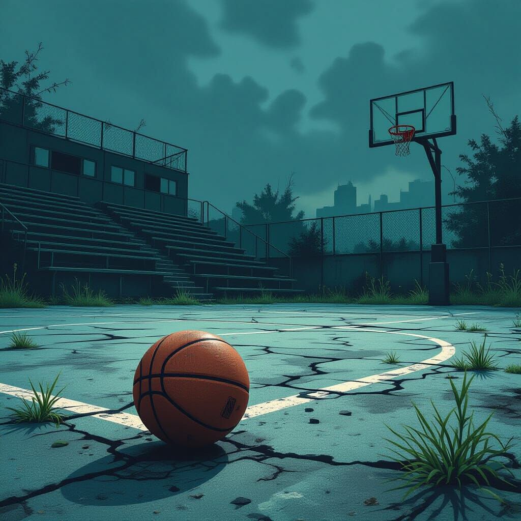 Post-Apocalyptic Basketball Court in Rutkowski Style