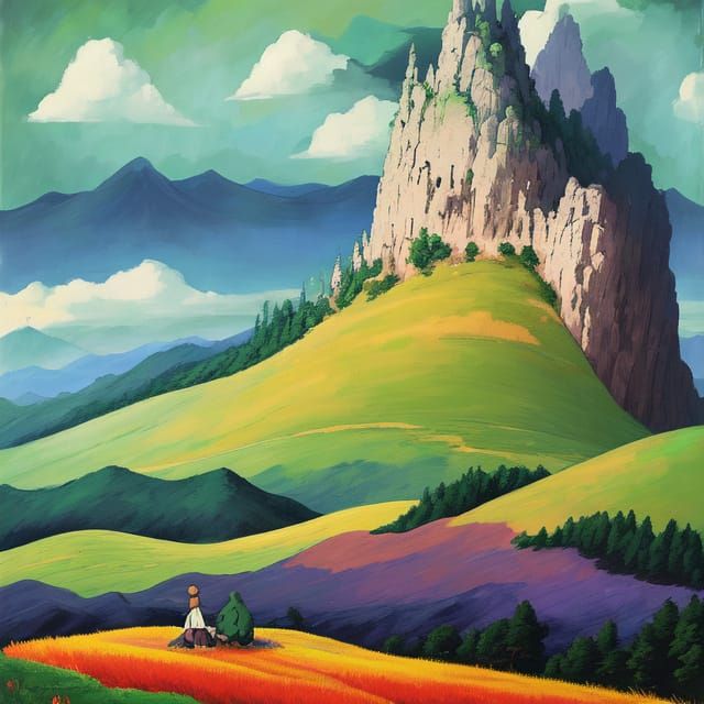 Epic Landscape Painting Inspired by Ghibli Films