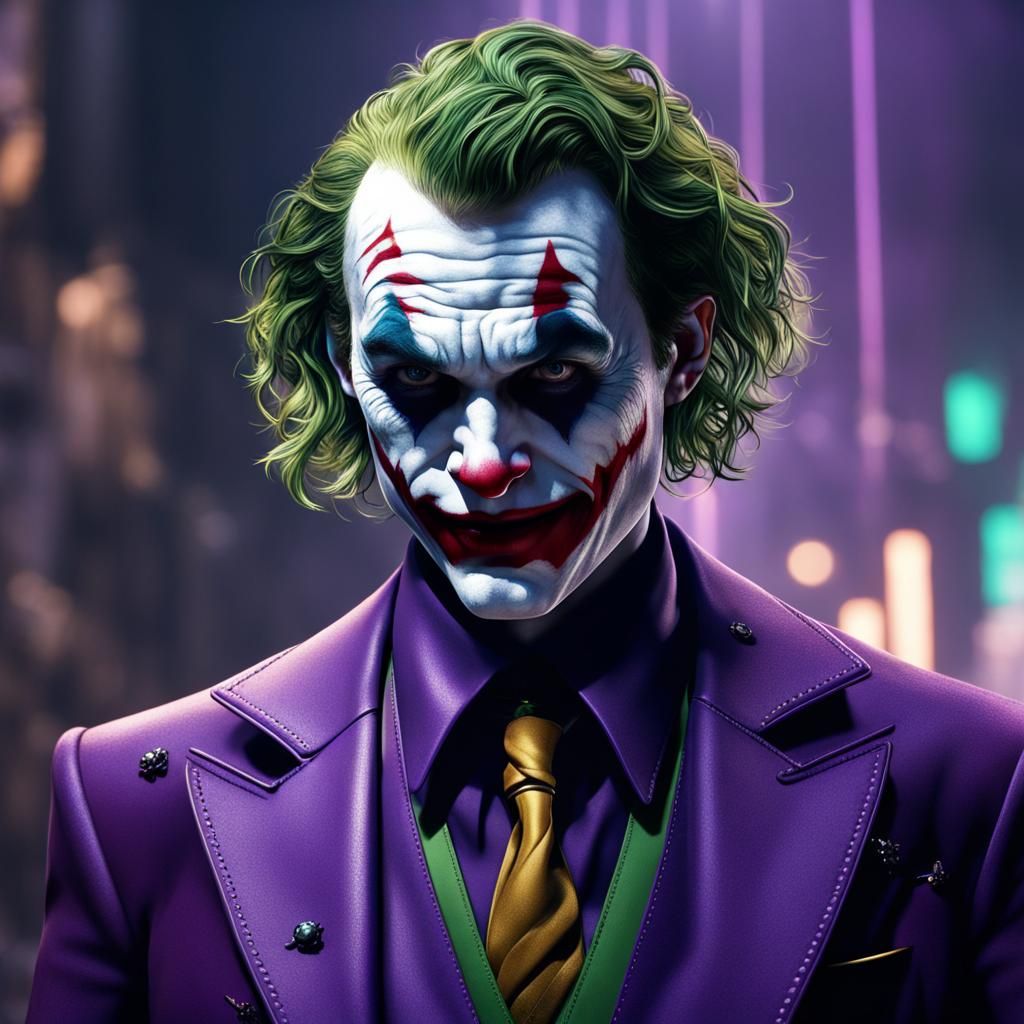 Joker in Purple Aesthetic: Detailed Matte Painting