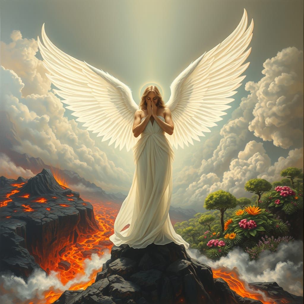Ethereal Angel Between Realms as Surrealist Art