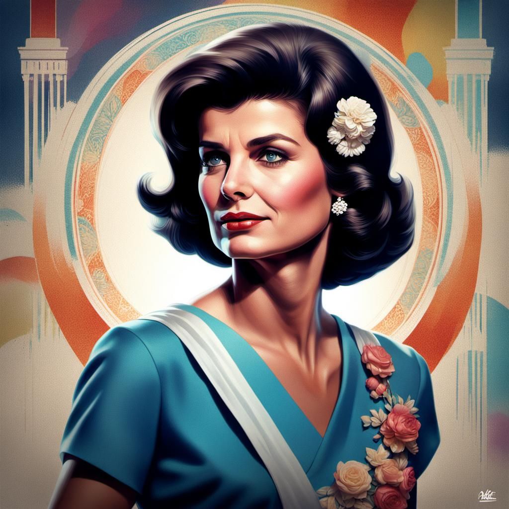 Jackie Kennedy Portrait in Art Nouveau Style