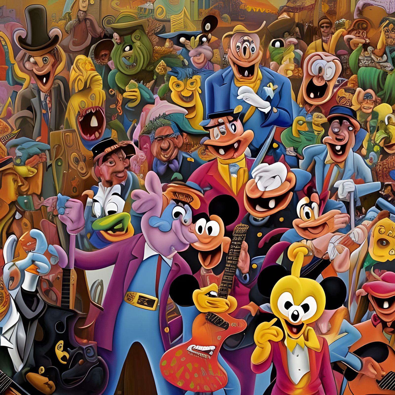 Psychedelic Cartoon Band Image for Mobile Wallpaper