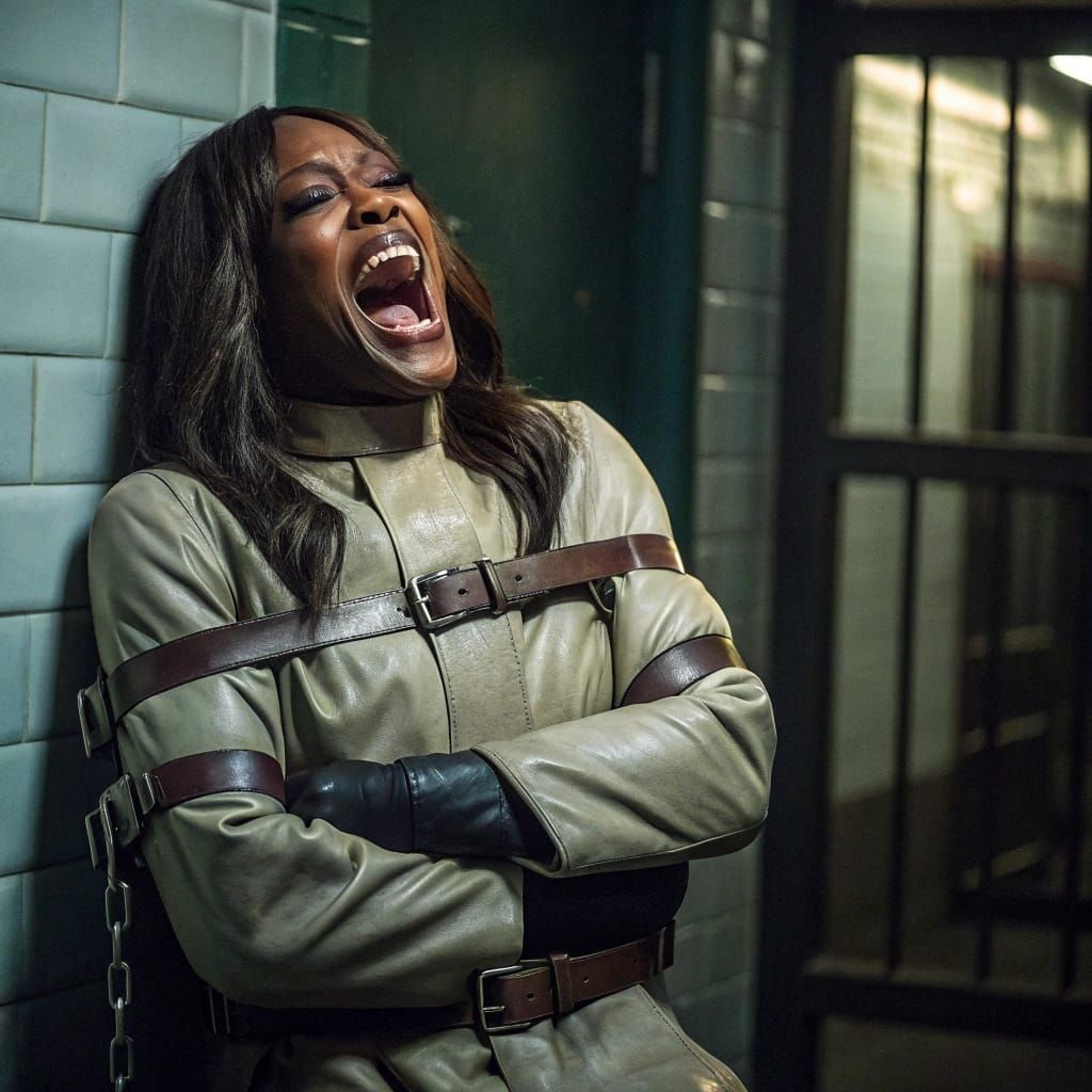 Naomi Campbell in a Leather Straitjacket, Tortured in a Madh...